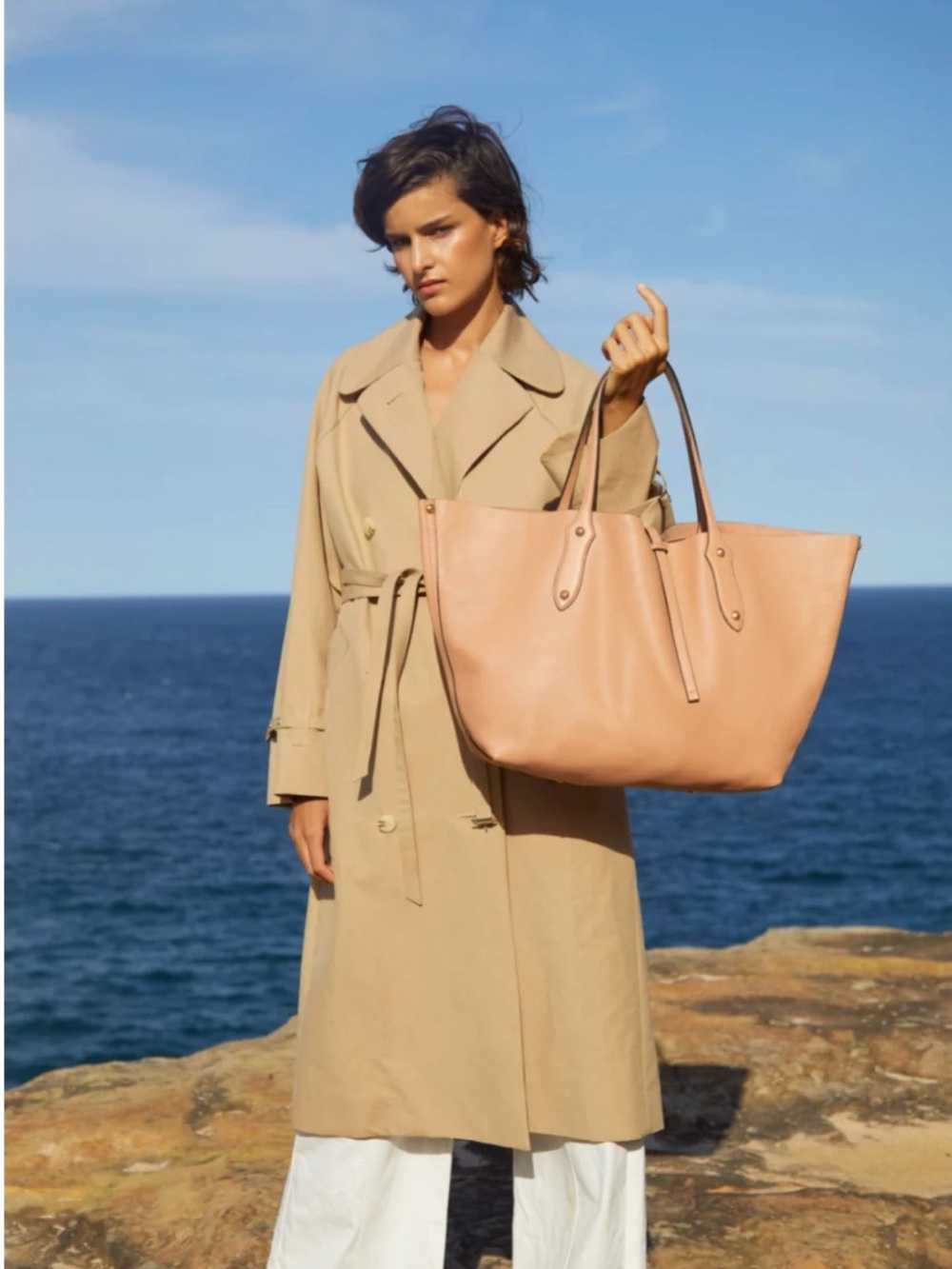 Annabel Ingall Large Pebbled Leather Tote-Brown/Tan